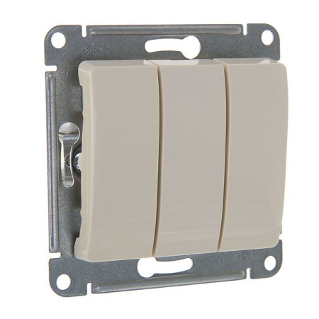 Glossa switch Sche GSL000231, 10 A, 3 keys, hidden, beige color