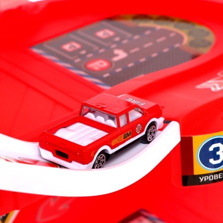 Parking "Fire Station", light, sound, elevator, with metal machines and helicopter-12