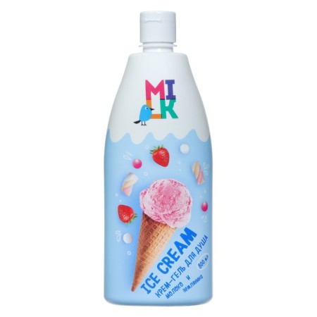 Cream-Gel shower Milk, milk and strawberries, 800 ml