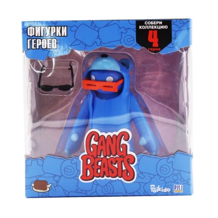 Gang Beasts figurine, with accessories, blue color, 11 cm-3