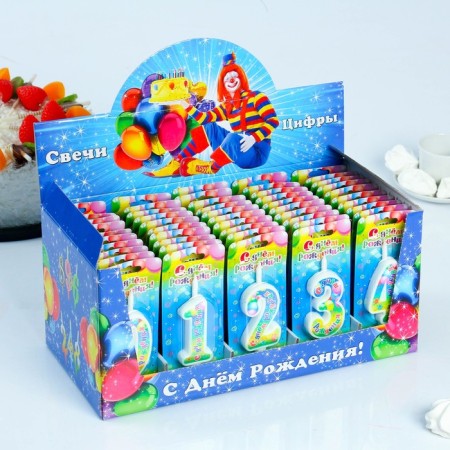 Show Box with candles for cake numbers "Happy Birthday", 10.2 cm, 50 pieces-2