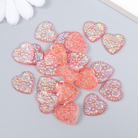 Decor for creativity Plastic "Heart" holography pink set 20 pcs 1.6x1.6 cm-2