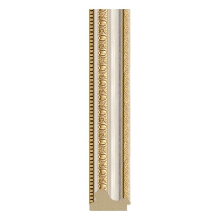 Mirror in the baguette frame, gold beads on silver 60 mm, 51.6x51.6 cm-2