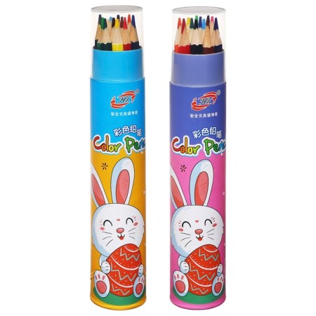 Pencils are colored, in a plastic tube, 12 colors, hexagonal housing, sharpened
