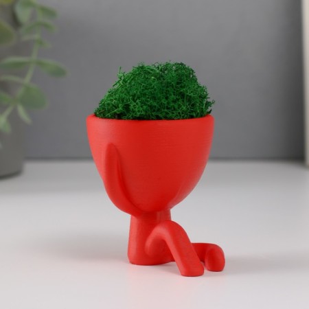 Kashpo concrete mini "Mr. Green" Ivazaru with Moss red 5.5x6.5x6.5 cm (moss green stabil)-1