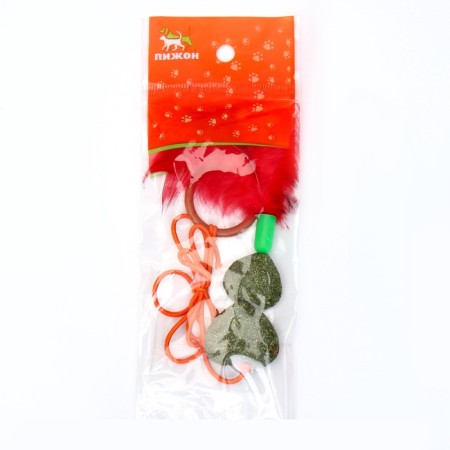 Toy - teaser for cats from cat mint "heart", with a ring on a finger, 20 cm-5