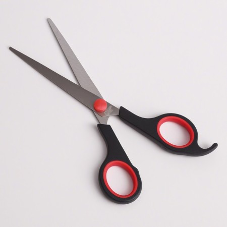 Hairdressers with emphasis, blade - 7.5 cm, black/red color-1