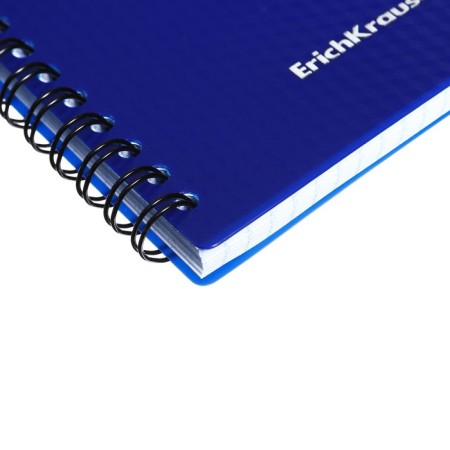 Notebook A6 (102 x 146 mm), 80 sheets in a cage on the Erichkrause Total Blue spiral, plastic cover, offset unit, white 100%, blue-3