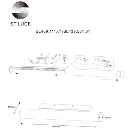 Wall lamp ST LUCE. SL439.531.01. 1x18 W, LED, 4000K, 1500 LM, 59x6 cm, white color-9