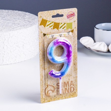 Candle in the cake on the skewer "Galaxy", the number 9, 9 cm, giant-1