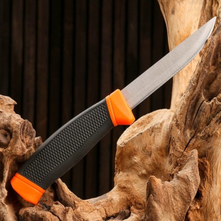 Tourist knife "Ural", 10cm blade, orange, scabbard plastic-2