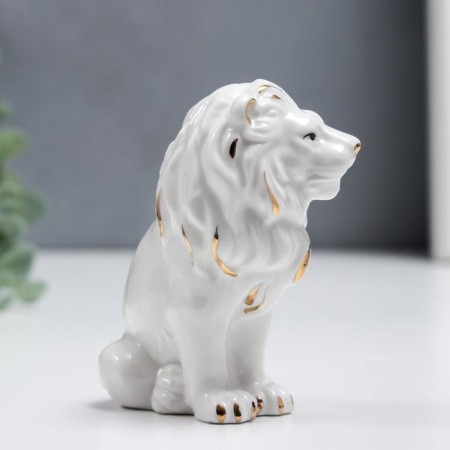 Souvenir ceramics "White Leo" with gold 10 cm-2