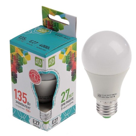 LED LED LED-A60-Standard, E27, 15 W, 230 V, 4000 K, 1350 lm
