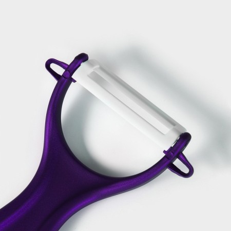Kitchen “bend” kit, 5 objects: knives 7.5 cm, 10 cm, 13 cm, 15 cm, vegetable cleaning, on the stand, purple color-4