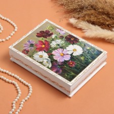 Cosmea Casket, White, 16 × 22 cm, lacquer miniature
