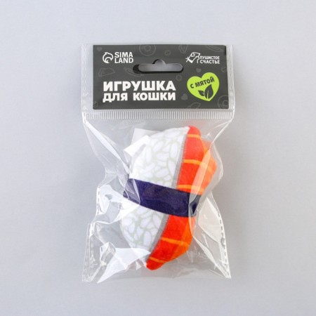 A toy for cats with mint "sushi" from textiles, 9x6 cm-5