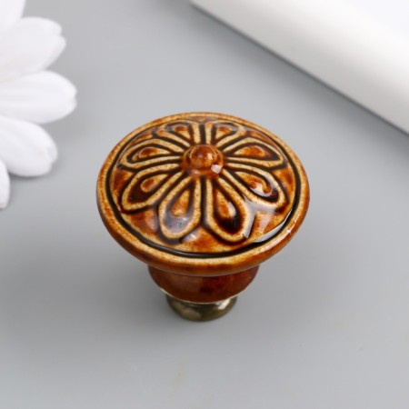 Pen for the casket ceramics, metal "Flower" coffee 3.9x3.9x3.1 cm-3