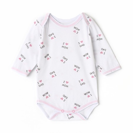 Body baby with long sleeve, white color, height 74