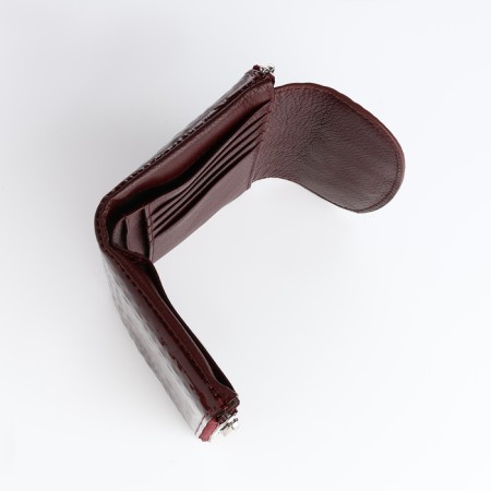 Women's wallet on a magnet, burgundy color-4