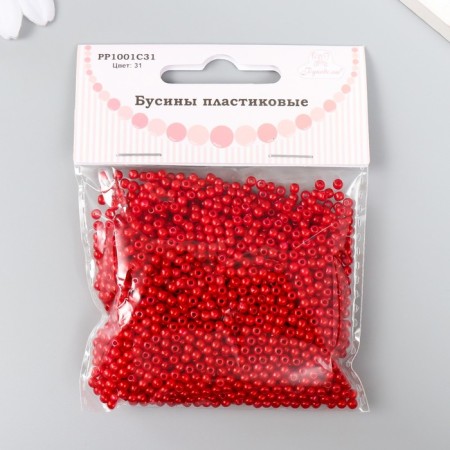 Set of beads "needlework" plastic, diameter 3 mm, 25 g, scarlet-2