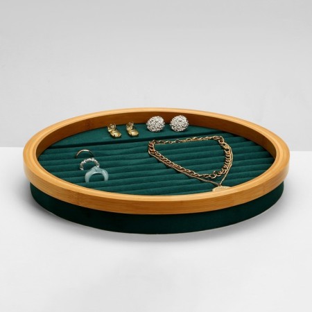 Standing for the rings "Style" 11 stripes, circle, wood, 30 × 30 × 5 cm, green color-2