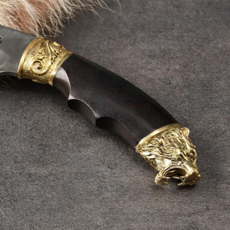 Caucasian knife "Jaguar" with scabbard, guard - brass, steel - 65x13, handle - grab-2