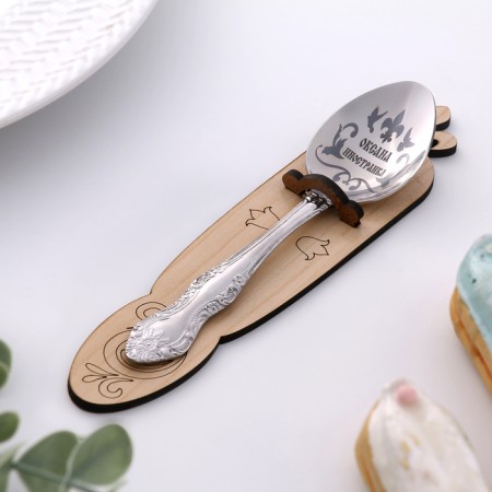 A spoon is registered, tea, with an engraving "Oksana", h = 14