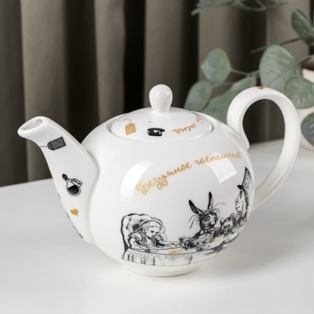 Porcelain kettle "Crazy tea party", 1.2 liters