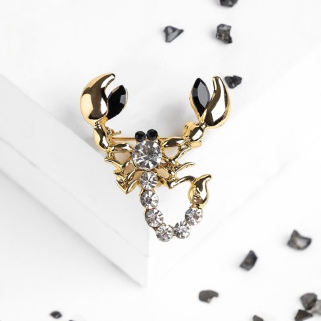 Brooch "Scorpio", white-black color in gold-2