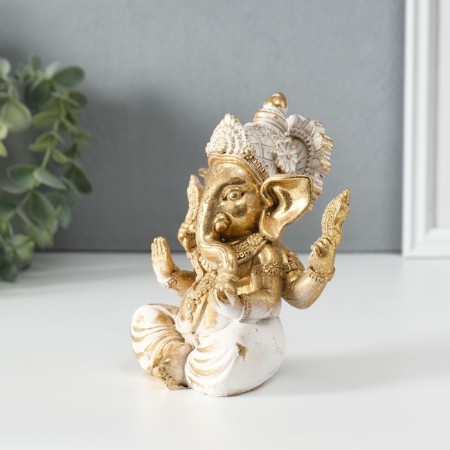 Souvenir Polystone "Ganesha" golden 10x9x13 cm-1