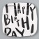 Disposable plate of square paper "Happy Birthday", white, 16.5x16.5 cm