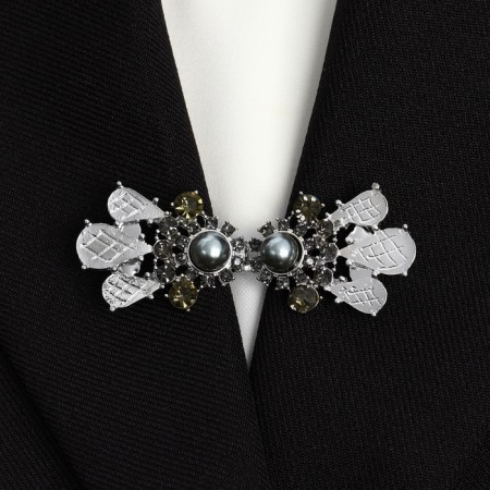 Baroque cardigan clamp for the cardigan, gray color in silver-5