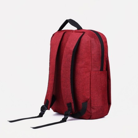 Male backpack on a zipper, 2 outer pockets, with USB, red color-1
