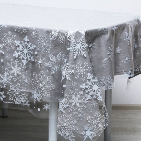 New Year's tablecloth “Happy New Year”, snowflakes, 130x200 cm-1