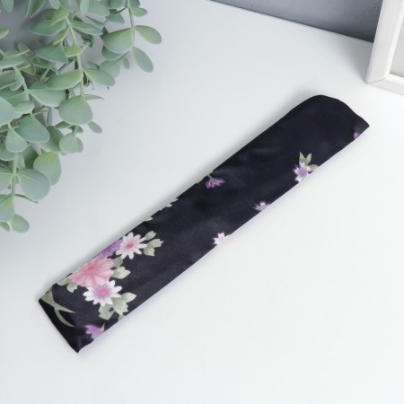 Fan bamboo, textile h = 21 cm "flowers" with a cover, black-6