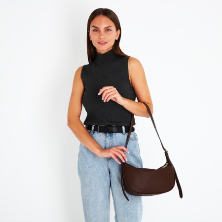 Baget bag with zipper, brown color-6
