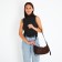 Baget bag with zipper, brown color