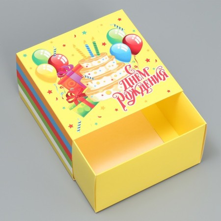 Gift folding box, packaging, “Happy Birthday”, 14 x 14 x 8 cm-4