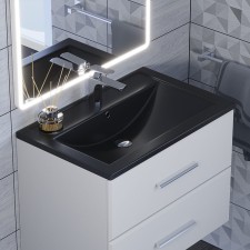 Sink uperwood Foster Quartz 70 cm, quartz, black matte, coal