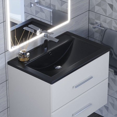 Sink uperwood Foster Quartz 70 cm, quartz, black matte, coal