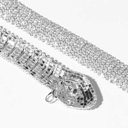 The necklace "ice" snake, white color in silver, 40 cm-1