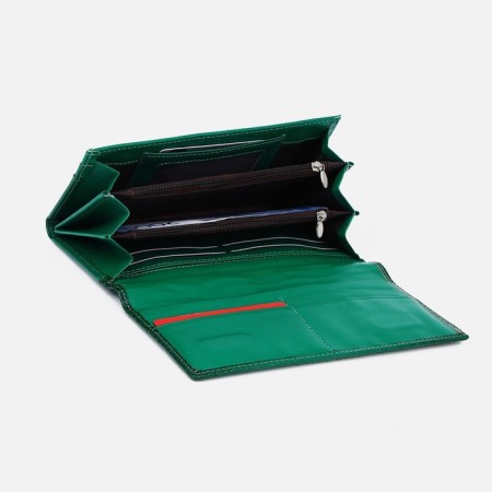 Women's wallet on magnets, green color-2