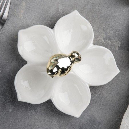 Menzhitsa ceramic 5 cells Magistro "Dove", 15.5 × 6.5, white color with gold-1