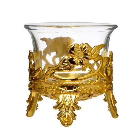 Glass candlestick, 1 candle "Flower" Gold 6.5x6x6 cm-6