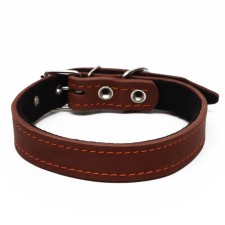 Leather collar on synthetic winterizer, 56 x 2.5 cm, Osh 35-45 cm, brown