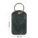 Key leather keychain, label, rectangular, genuine leather, green, deer