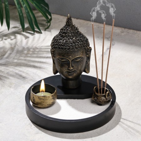 Garden of Stones with a stand for incense "Silence", 17.5x17.5x17.5cm, concrete