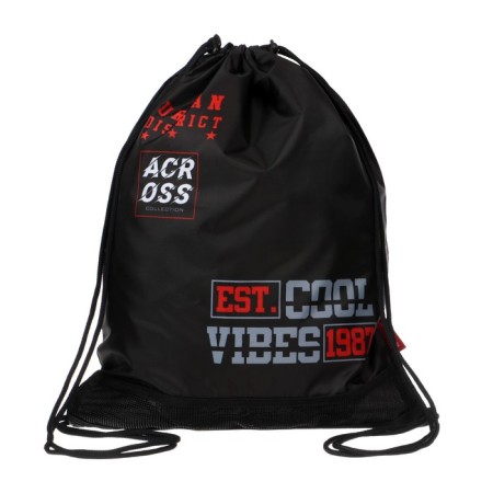 Frame backpack 37 x 28 x 12 cm, Across 194, filling: bag, pencil case, dark gray/red ACR22-194-5-17