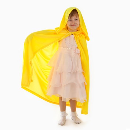 Carnival cloak for children, plush yellow, length 80 cm-2