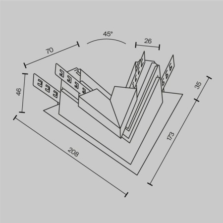 Angle-connector 45 ° Exign built under GCL 12.5 mm, black-6